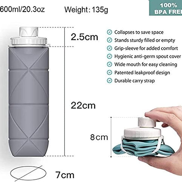 Collapsible Sports Water Bottles Leakproof Valve BPA Free Silicone Foldable Water Bottle