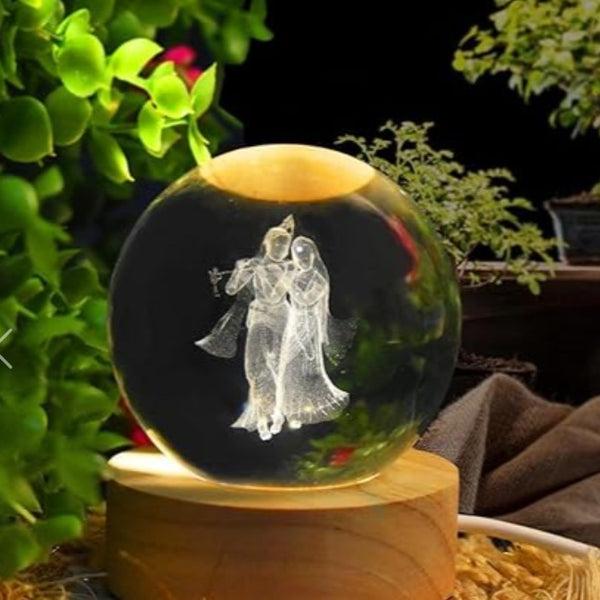 3D Radha Krishna Crystal Ball Night Lamp